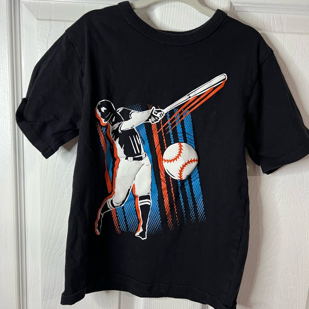 Kids Black Baseball Graphic T-Shirt
